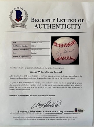 President George W. Bush signed baseball