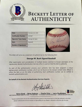 President George W. Bush signed baseball