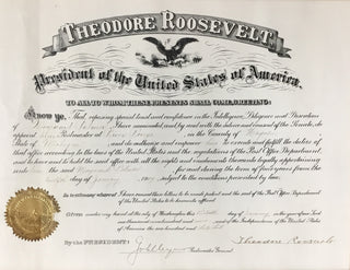 President Theodore Roosevelt Signed Appointment Document