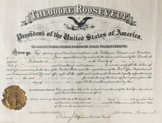 President Theodore Roosevelt Signed Appointment Document