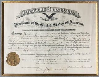 President Theodore Roosevelt Signed Appointment Document