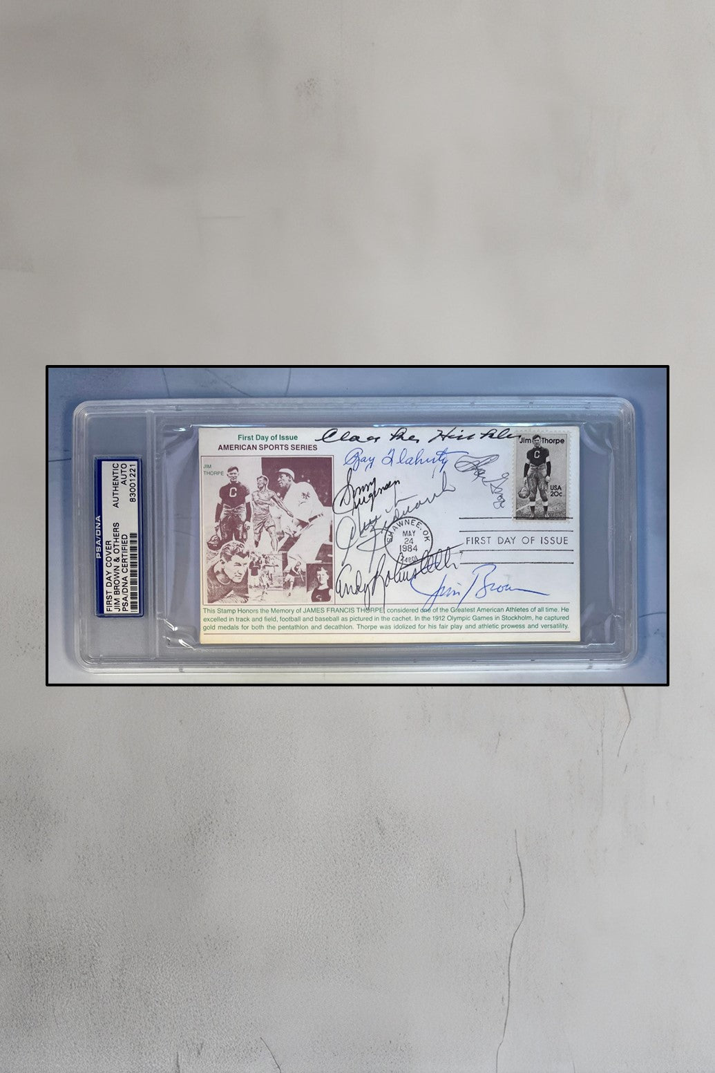 FDC signed by Hall of Famers signed by Brown, Hinkle, Flaherty, Bednarik, Robustelli, Groza, Jorgensen-PSA-PSA