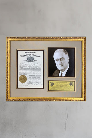 Franklin Delano Roosevelt Signed Document Governor of New York