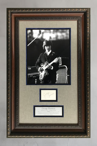 George Harrison The Beatles Signed Cut Display