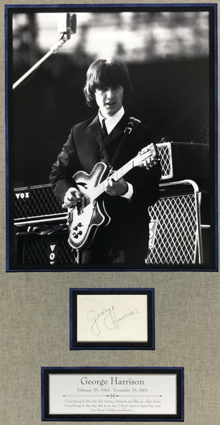 George Harrison The Beatles Signed Cut Display