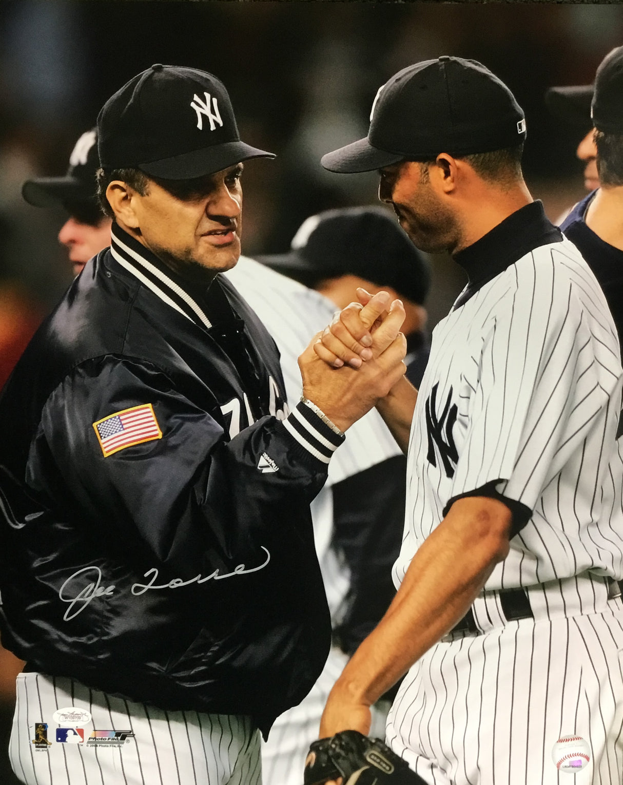 Joe Torre w/Mariano Rivera signed 16x20 photo