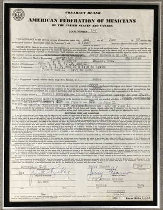 Jack Ruby Signed Original 1960 Sovereign Club Contract