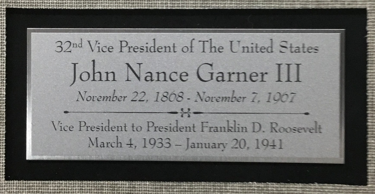 John Garner Signed Vice President to Franklin Roosevelt Cut Signature