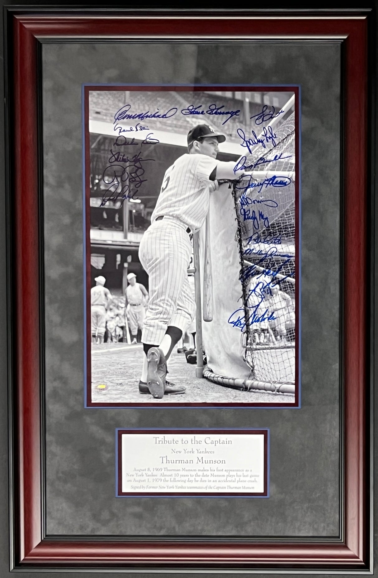Thurman Munson 1st Game-Yankee Teammates signed display