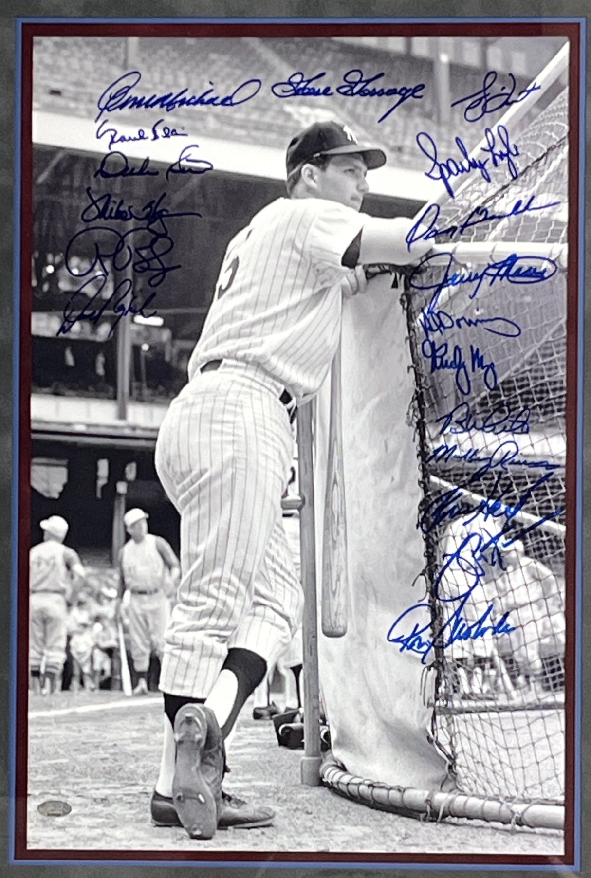 Thurman Munson 1st Game-Yankee Teammates signed display