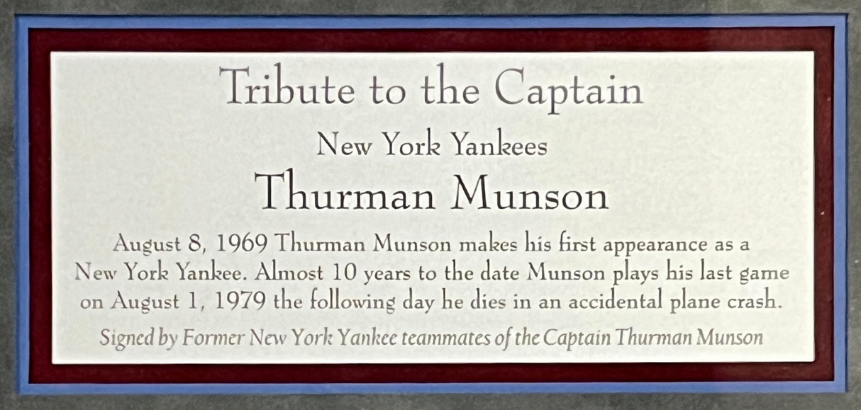 Thurman Munson 1st Game-Yankee Teammates signed display