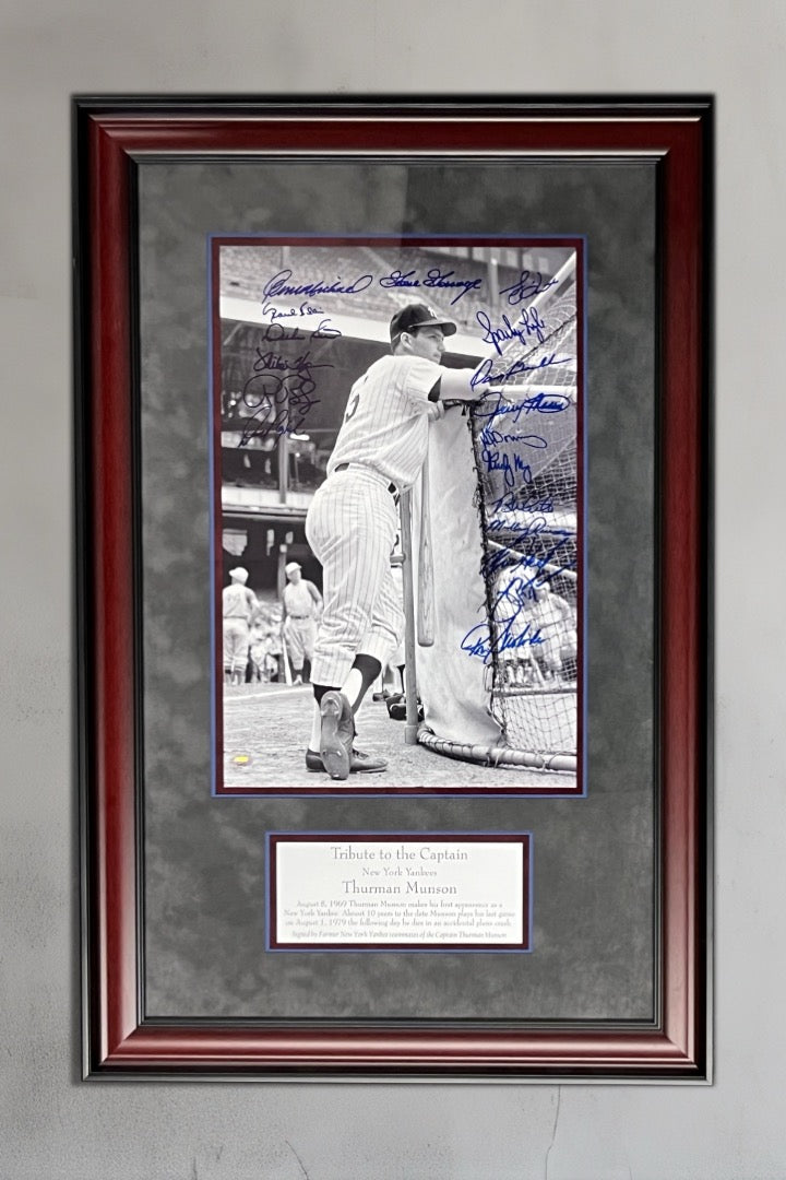 Thurman Munson 1st Game-Yankee Teammates signed display