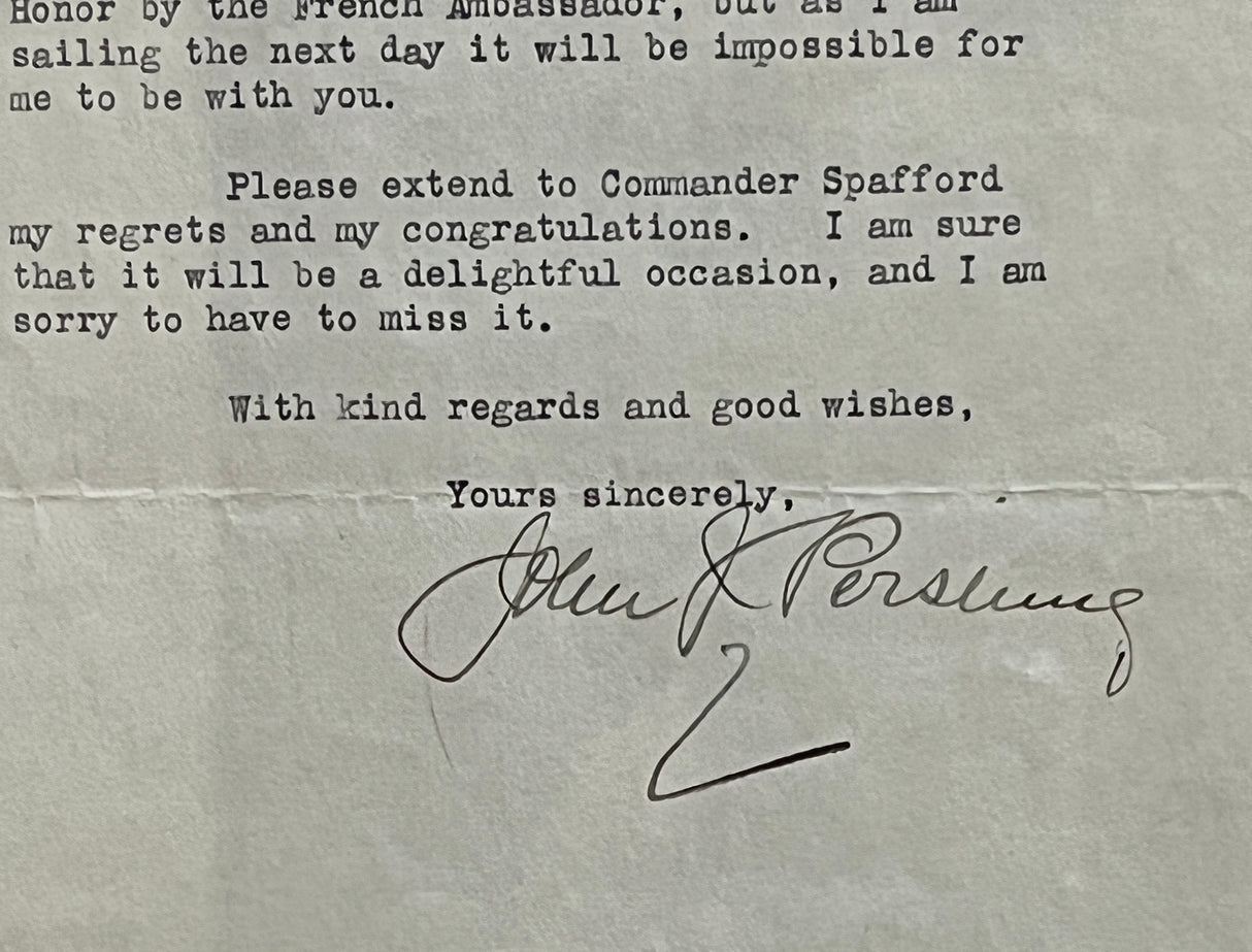 General John "Blackjack" Pershing signed letter