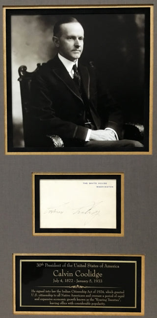 President Calvin Coolidge Signed White House Card