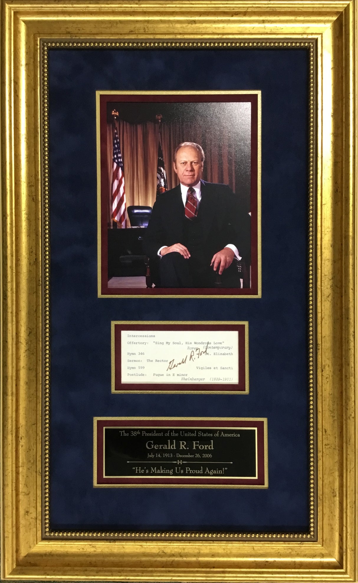 President Gerald R Ford Signed 1974 Cut Signature