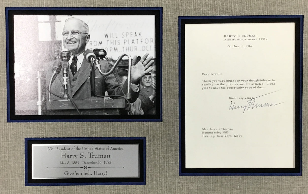 President Harry S Truman Signed 1967 Letter