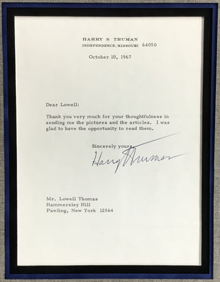 President Harry S Truman Signed 1967 Letter