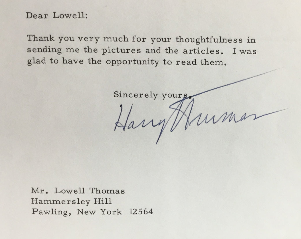President Harry S Truman Signed 1967 Letter