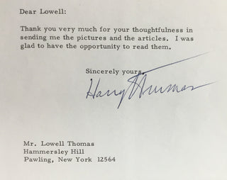 President Harry S Truman Signed 1967 Letter