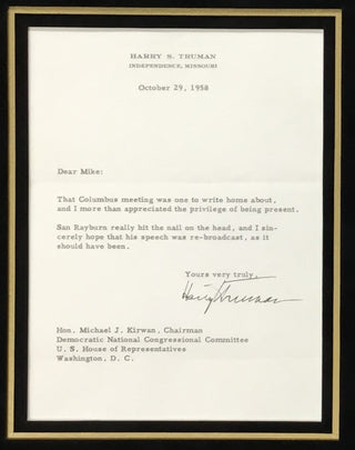 President Harry S Truman Signed 1958 Letter