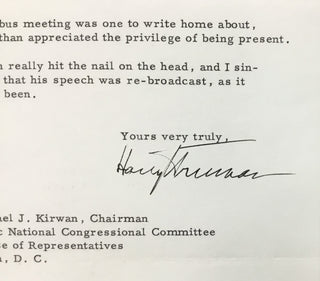 President Harry S Truman Signed 1958 Letter