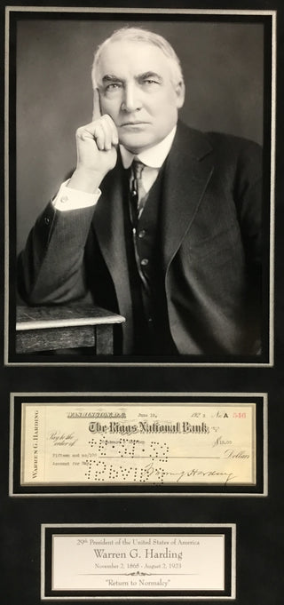 President Warren G Harding Signed 1923 Bank Check