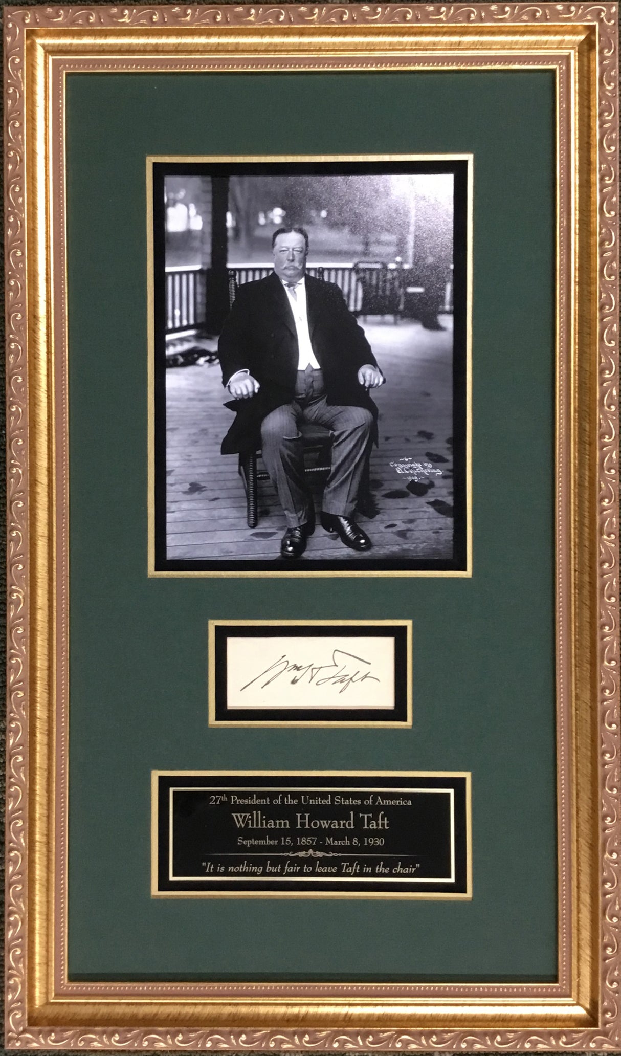 President William H Taft Signed Cut Signature