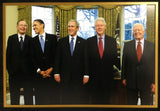 U.S. Presidents-Obama, Bush, Clinton, Bush, Carter signed display-JSA/PSA