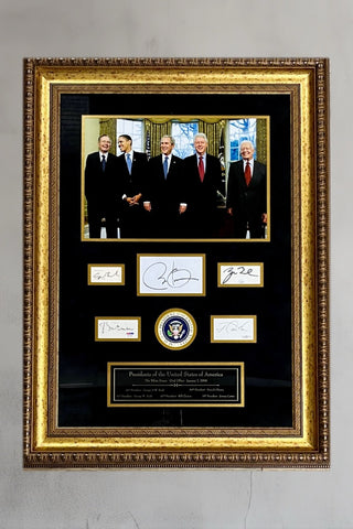 U.S. Presidents-Obama, Bush, Clinton, Bush, Carter signed display-JSA/PSA