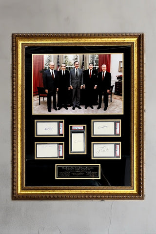 U.S. Presidents-Reagan, Nixon, Ford, Carter, Bush signed display