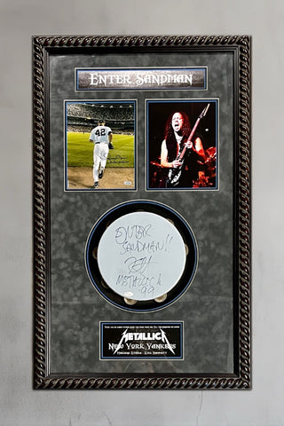 Mariano Rivera/Kirk Hammett-Metallica signed "Enter Sandman" display