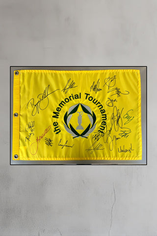 The Memorial Tournament Pin Flag multi signed by 18 PGA stars