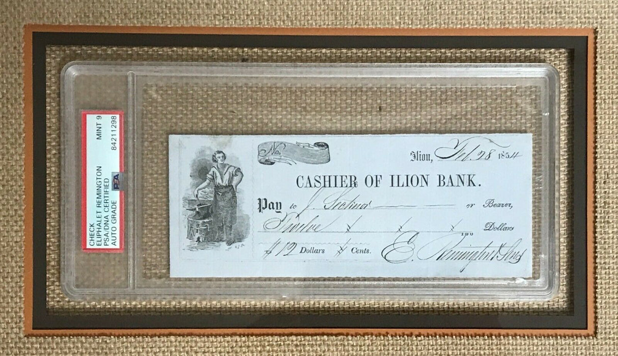 Eliphalet Remington-Remington Arms signed personal check
